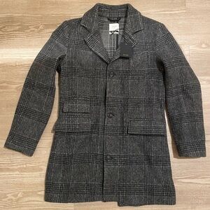 Billy Reid Astor Wool Check Charcoal Coat